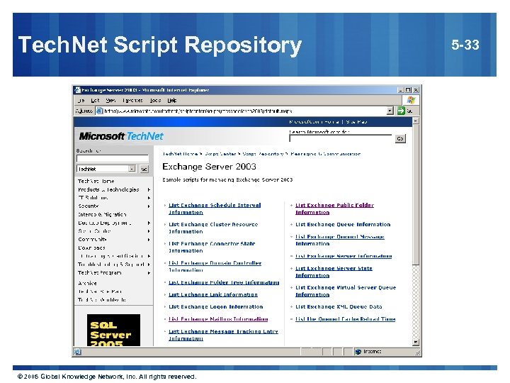 Tech. Net Script Repository © 2005 Global Knowledge Network, Inc. All rights reserved. 5