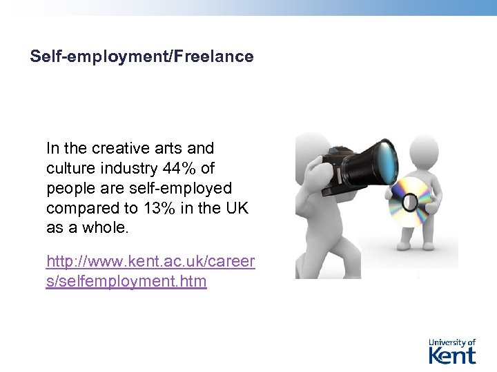 Self-employment/Freelance In the creative arts and culture industry 44% of people are self-employed compared