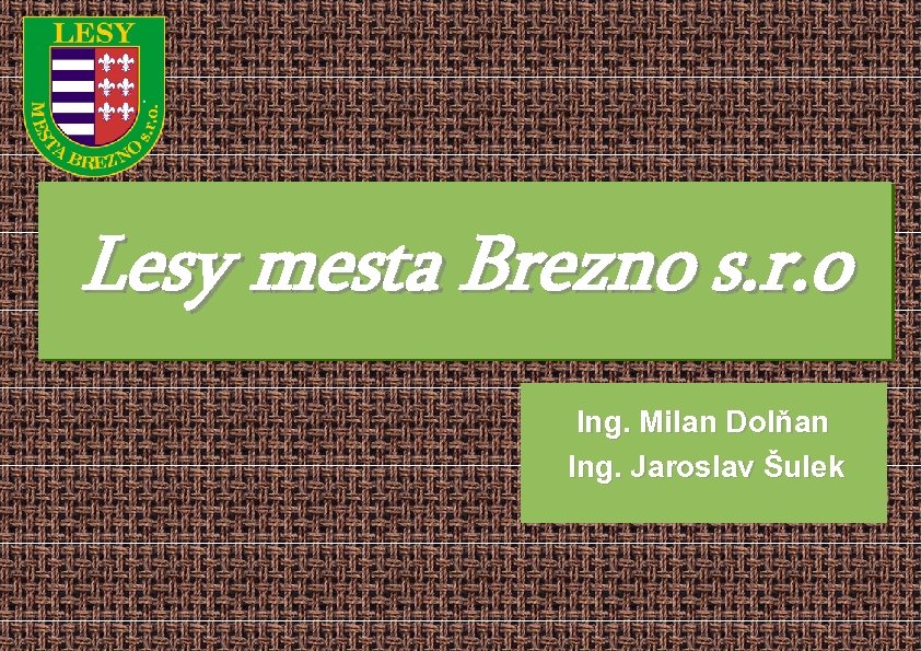 Lesy mesta Brezno s. r. o Ing. Milan Dolňan Ing. Jaroslav Šulek 