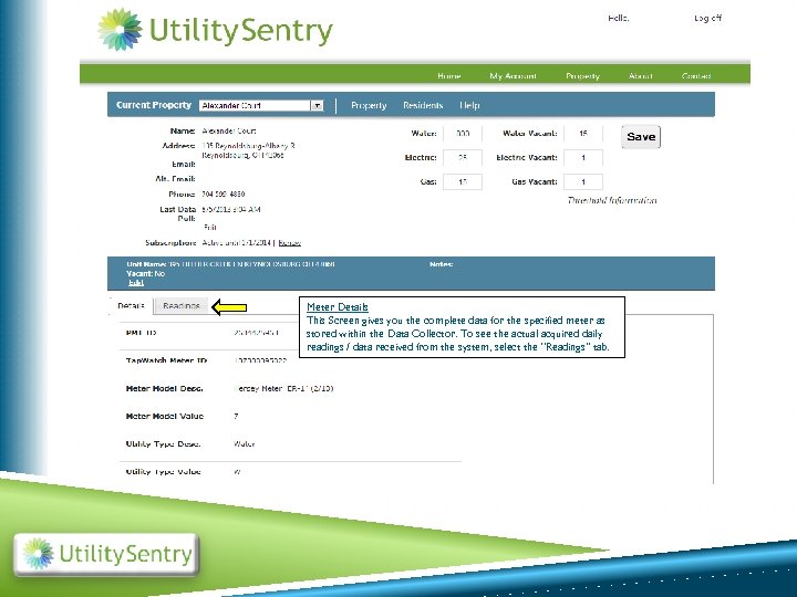 Meter Details This Screen gives you the complete data for the specified meter as