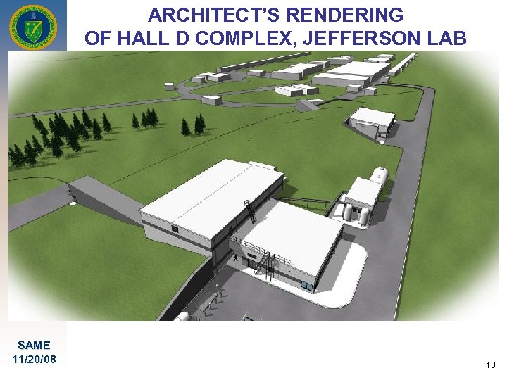 ARCHITECT’S RENDERING OF HALL D COMPLEX, JEFFERSON LAB Hall D Counting House Service Buildings