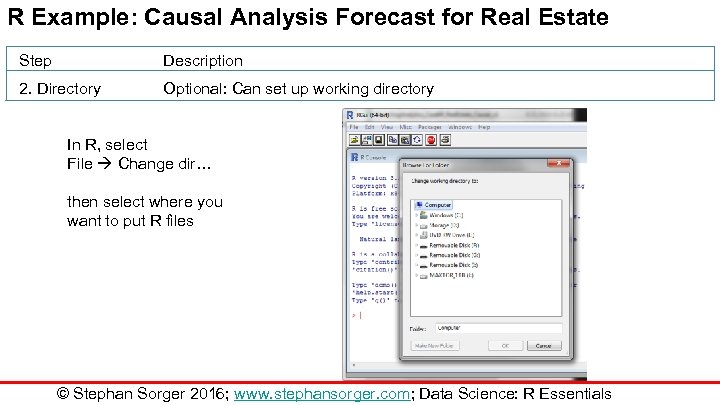 R Example: Causal Analysis Forecast for Real Estate Step Description 2. Directory Optional: Can