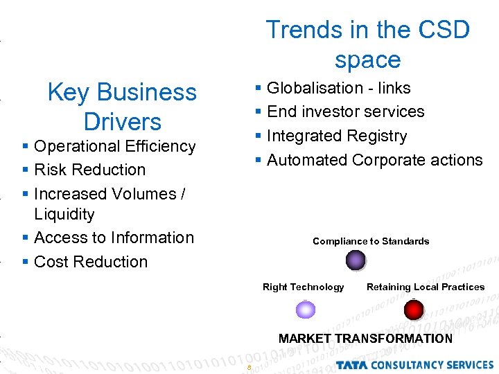 Trends in the CSD space Key Business Drivers § Globalisation - links § End