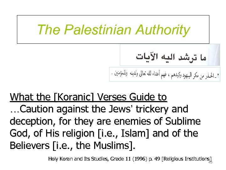 The Palestinian Authority What the [Koranic] Verses Guide to …Caution against the Jews’ trickery