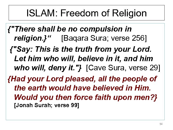 ISLAM: Freedom of Religion {