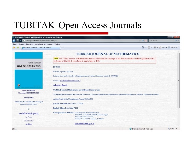 TUBİTAK Open Access Journals 