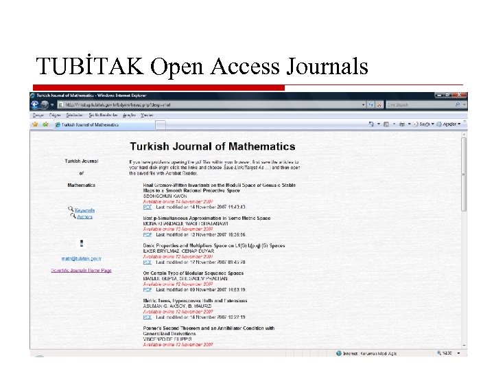 TUBİTAK Open Access Journals 
