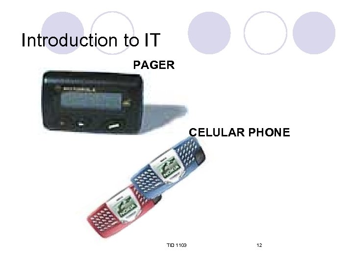 Introduction to IT PAGER CELULAR PHONE TID 1103 12 