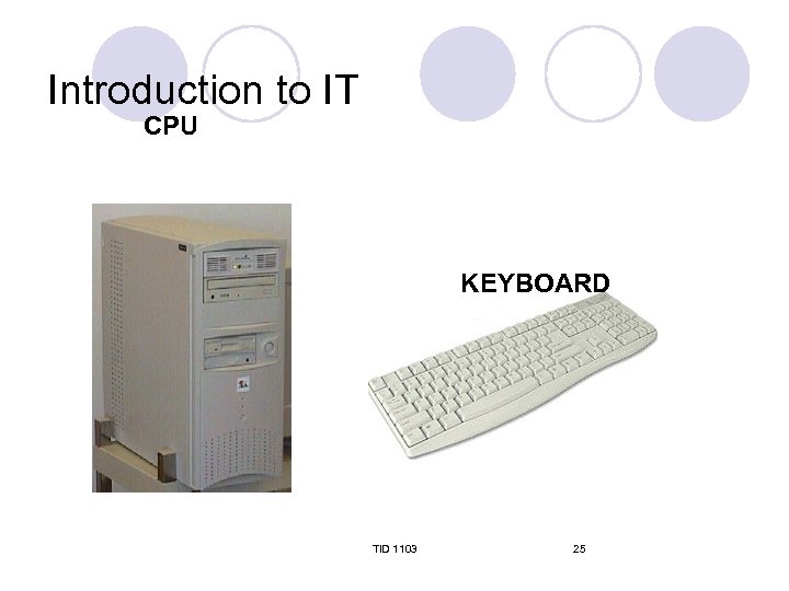 Introduction to IT CPU KEYBOARD TID 1103 25 