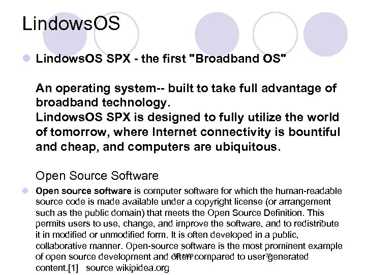 Lindows. OS l Lindows. OS SPX - the first 