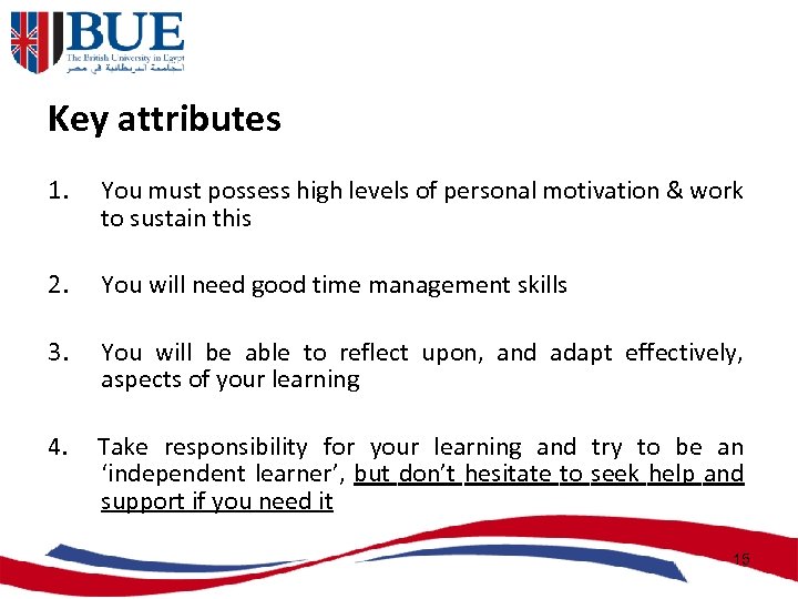 Key attributes 1. You must possess high levels of personal motivation & work to