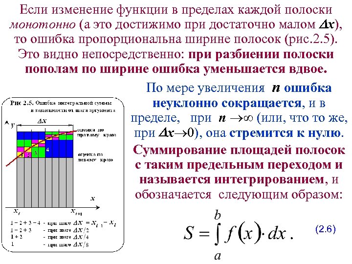 Если изменение функции в пределах каждой полоски монотонно (а это достижимо при достаточно малом