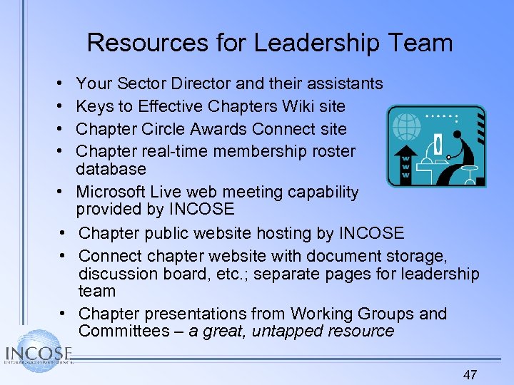 Resources for Leadership Team • • Your Sector Director and their assistants Keys to
