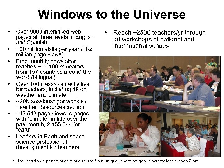 Windows to the Universe • • Over 9000 interlinked web pages at three levels