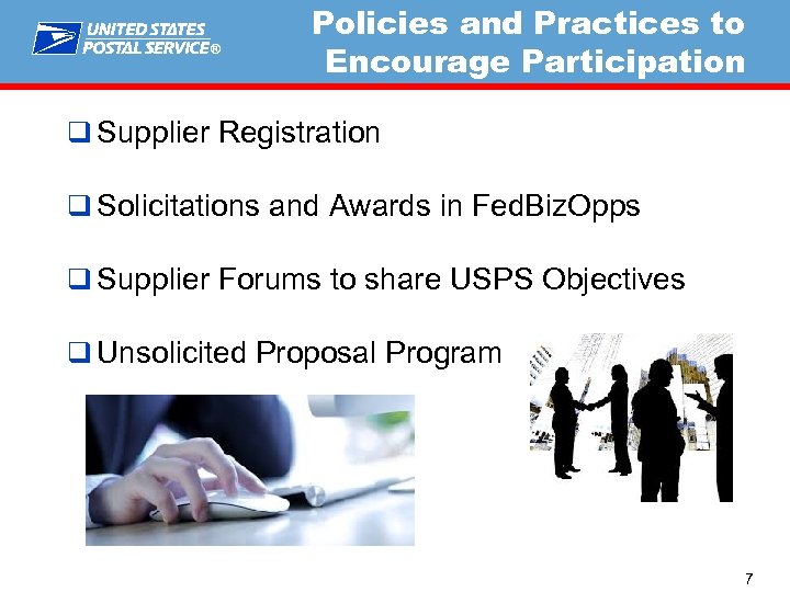 ® Policies and Practices to Encourage Participation Policies and Practices to q Supplier Registration