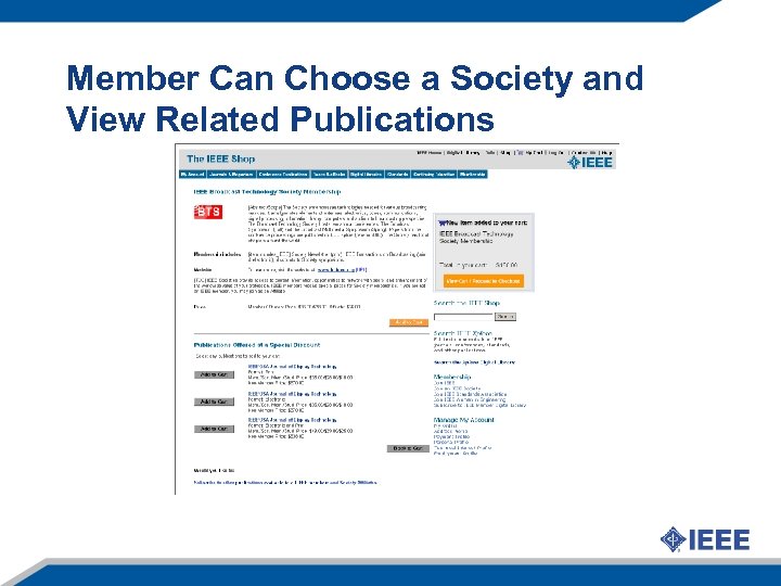 Member Can Choose a Society and View Related Publications 