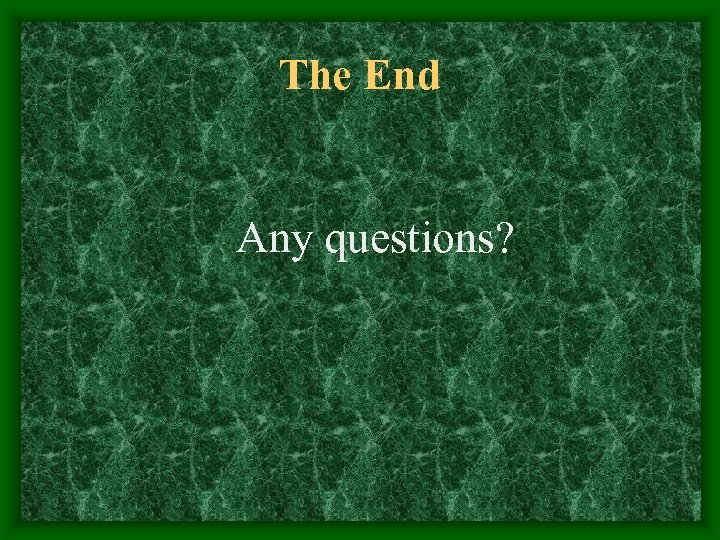 The End Any questions? 