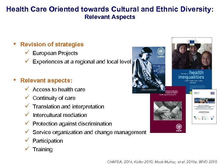 Health Care Oriented towards Cultural and Ethnic Diversity: Relevant Aspects • Revision of strategies