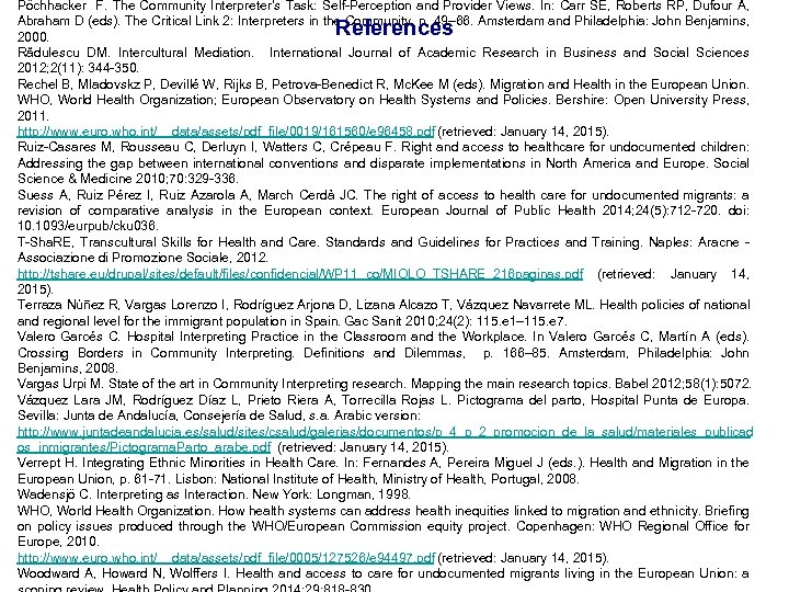Pöchhacker F. The Community Interpreter’s Task: Self-Perception and Provider Views. In: Carr SE, Roberts