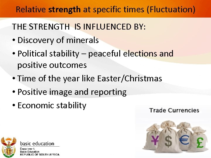 Relative strength at specific times (Fluctuation) THE STRENGTH IS INFLUENCED BY: • Discovery of