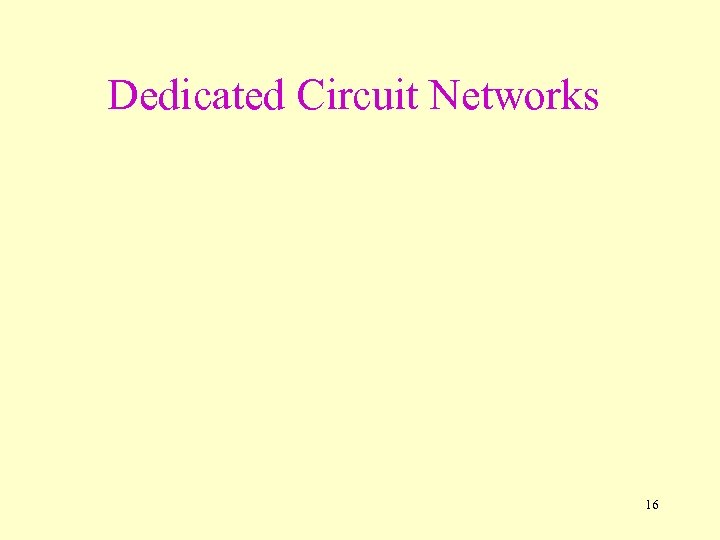 Dedicated Circuit Networks 16 