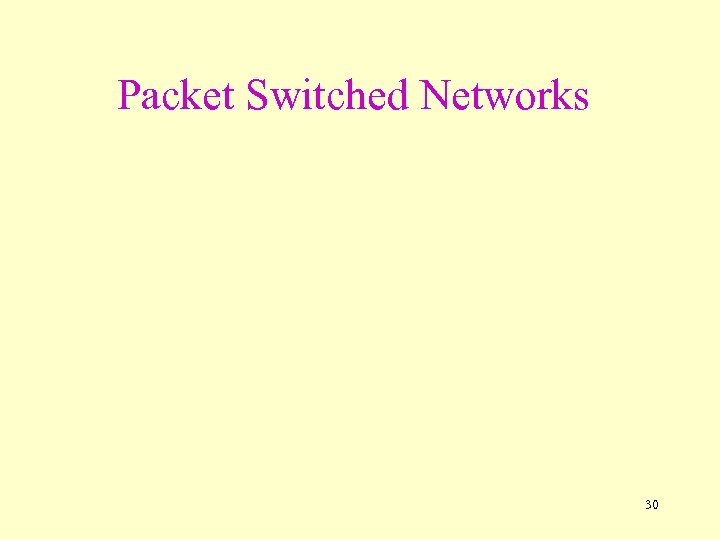 Packet Switched Networks 30 