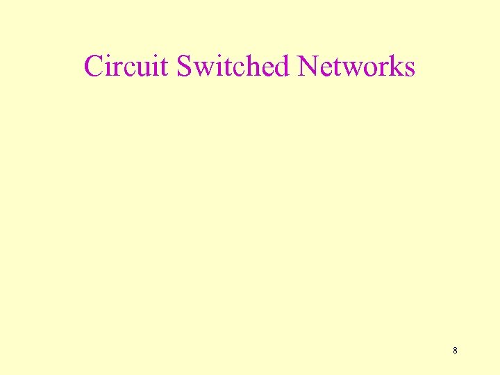 Circuit Switched Networks 8 