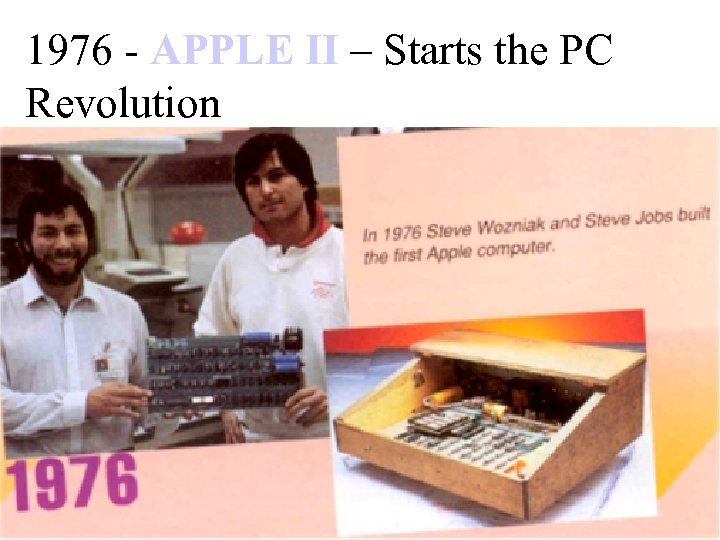 1976 - APPLE II – Starts the PC Revolution 