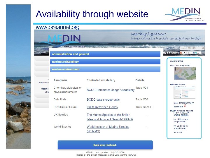 Availability through website www. oceannet. org 