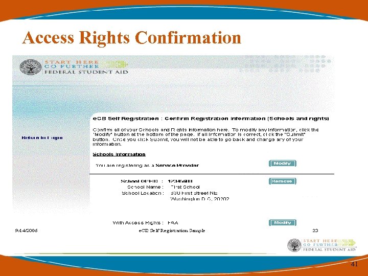 Access Rights Confirmation 41 