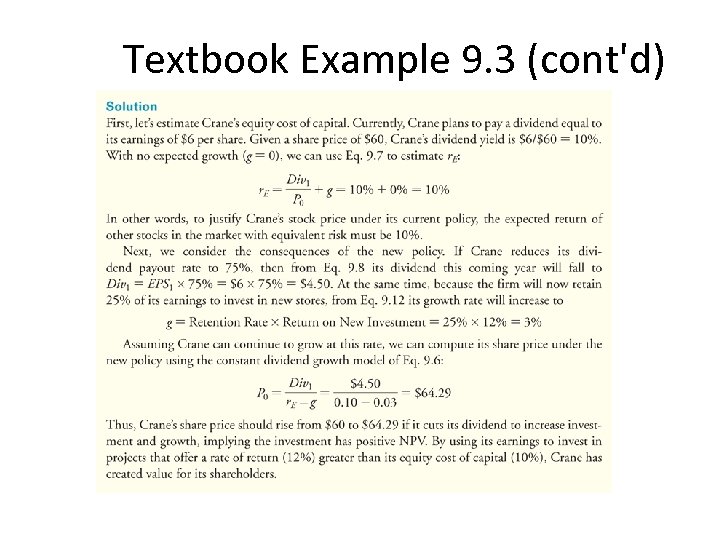 Textbook Example 9. 3 (cont'd) 