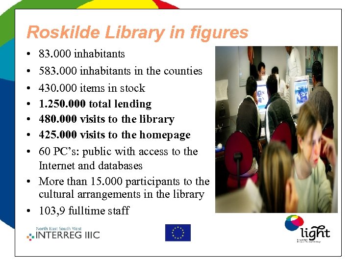 Roskilde Library in figures • • 83. 000 inhabitants 583. 000 inhabitants in the