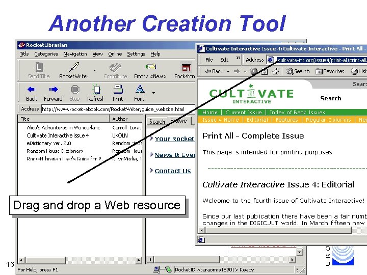 Another Creation Tool Drag and drop a Web resource 16 