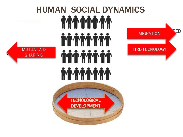 HUMAN SOCIAL DYNAMICS CO-EVOLUTIONATED MIGRATION ILLNESS FIRE-TECNOLOGY DEPREDATION MUTUAL AID STARVATION SHARING TECNOLOGICAL DEVELOPMENT