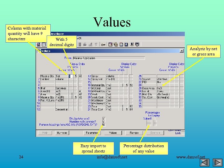 Column with material quantity will have 9 characters 24 Values With 5 decimal digits