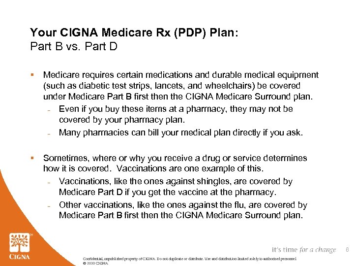 Your CIGNA Medicare Rx (PDP) Plan: Part B vs. Part D § Medicare requires