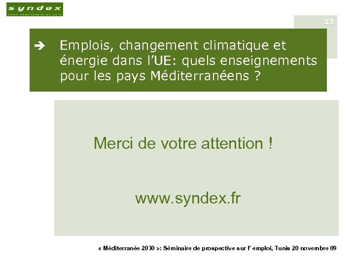 33 è Emplois, changement climatique et énergie dans l’UE: quels enseignements pour les pays