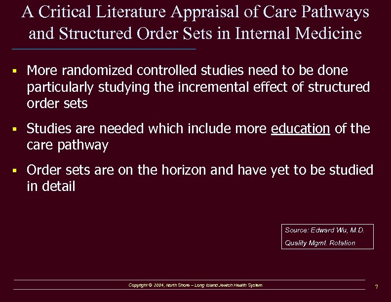 A Critical Literature Appraisal of Care Pathways and Structured Order Sets in Internal Medicine