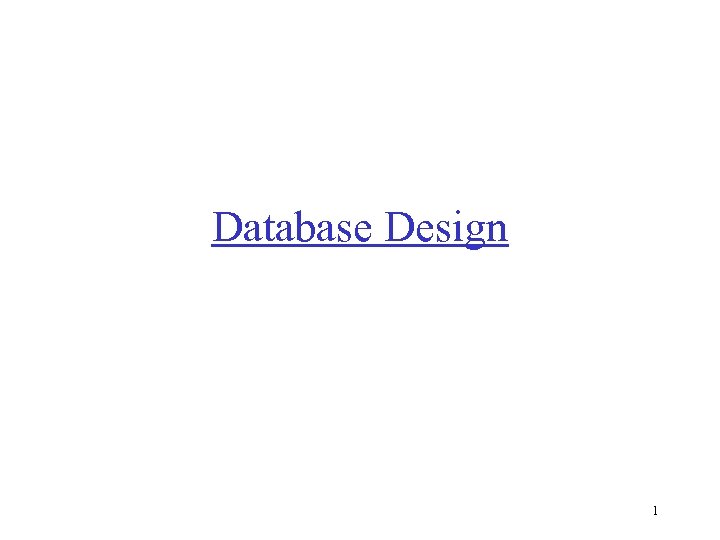 Database Design 1 