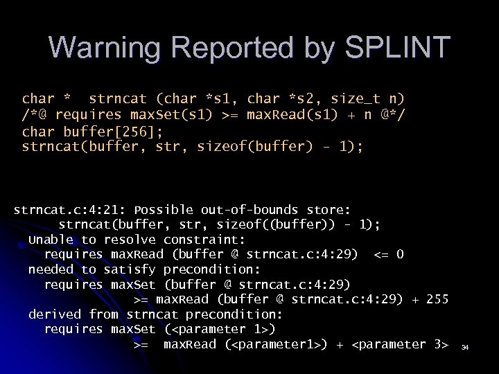 Warning Reported by SPLINT char * strncat (char *s 1, char *s 2, size_t