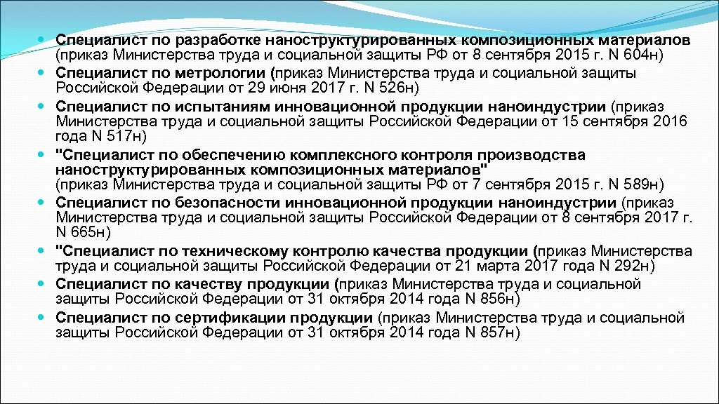  Специалист по разработке наноструктурированных композиционных материалов (приказ Министерства труда и социальной защиты РФ