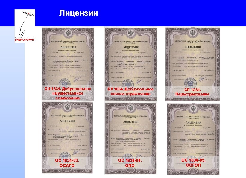 Лицензии СИ 1834. Добровольное имущественное страхование СЛ 1834. Добровольное личное страхование СП 1834. Перестрахование