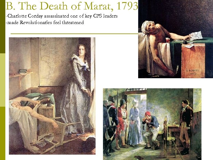 B. The Death of Marat, 1793 -Charlotte Corday assassinated one of key CPS leaders