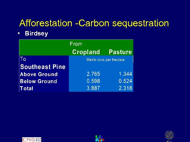Afforestation -Carbon sequestration • Birdsey 