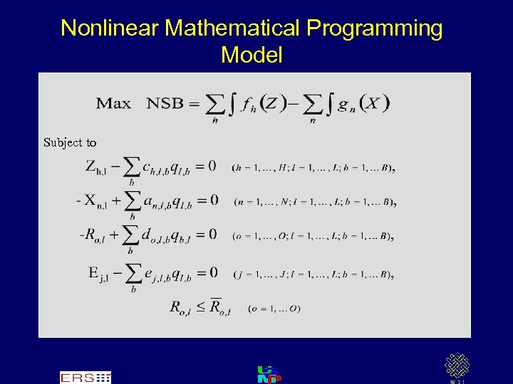 Nonlinear Mathematical Programming Model Subject to 