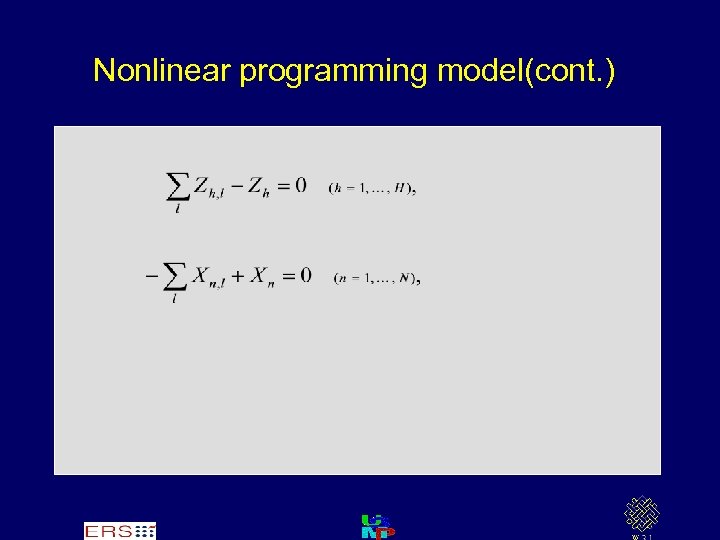 Nonlinear programming model(cont. ) 