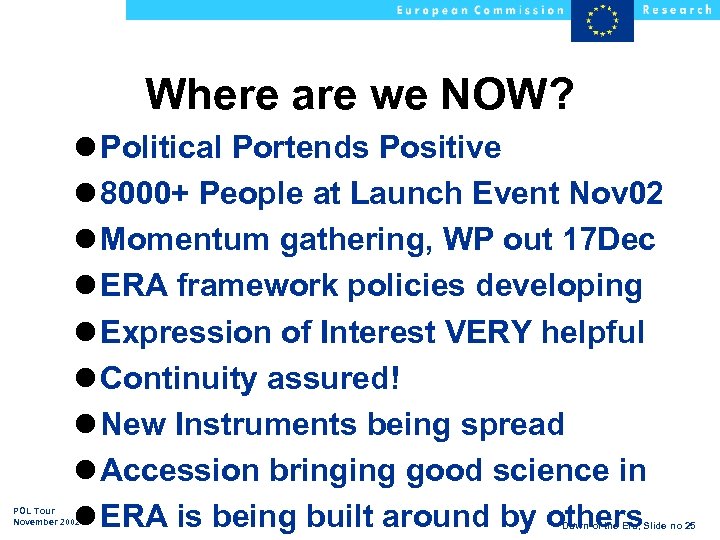 Where are we NOW? l Political Portends Positive l 8000+ People at Launch Event