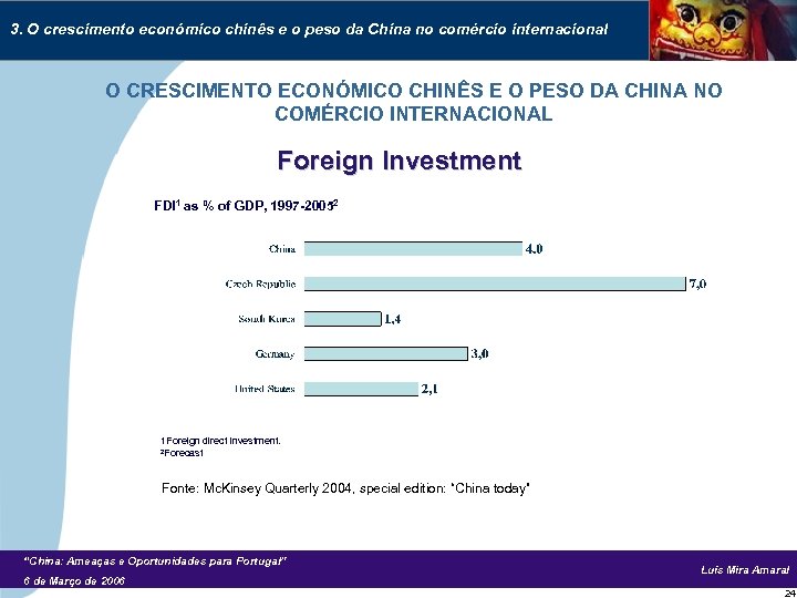 3. O crescimento económico chinês e o peso da China no comércio internacional O