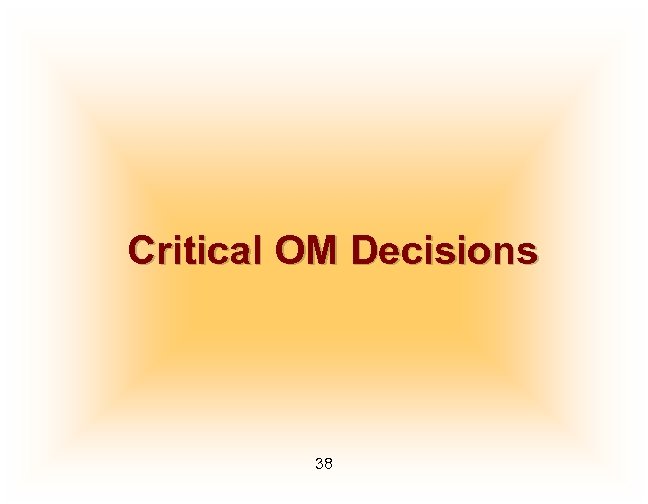 Critical OM Decisions 38 