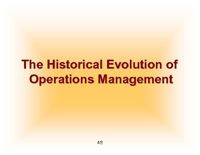 The Historical Evolution of Operations Management 48 